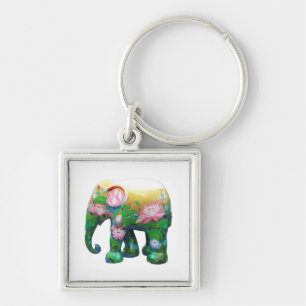 Personalize Animal Safari Jungle Africa Flowers Keychain