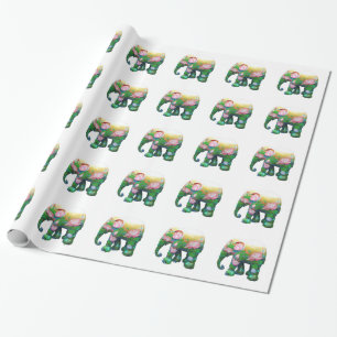 Personalize Animal Safari Jungle Africa Flowers Wrapping Paper