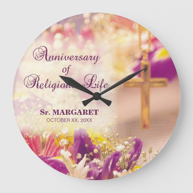 Personalize, Anniversary Religious Life, Nun Large Clock (Front)