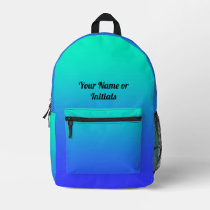 Personalize Aqua Blue Everyday Printed Backpack