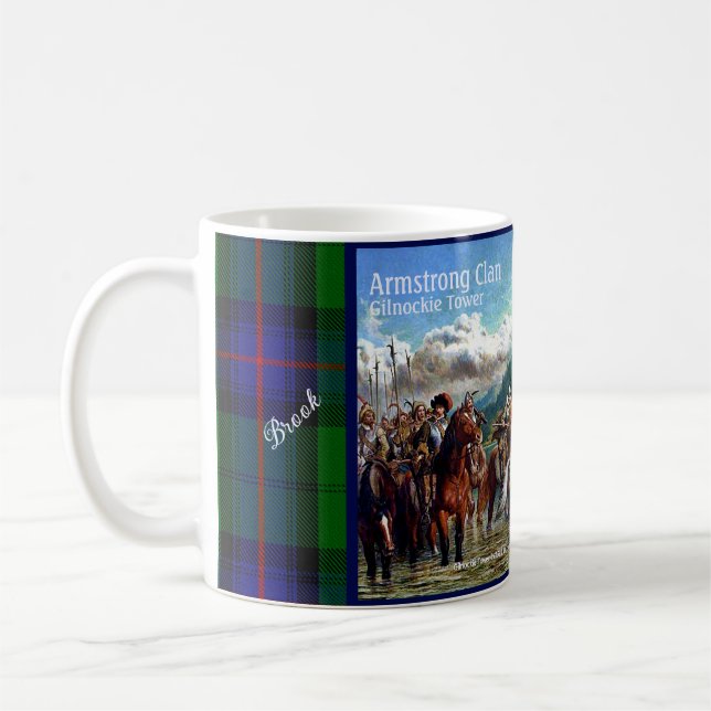 Personalize Armstrong Scottish Clan Castle Tartan Coffee Mug (Left)