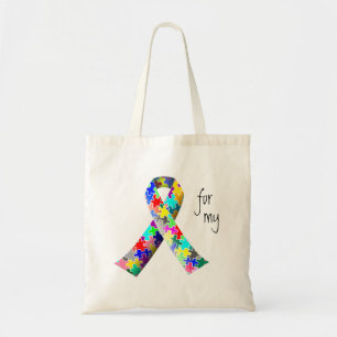 Personalize Autism Ribbon tote bag