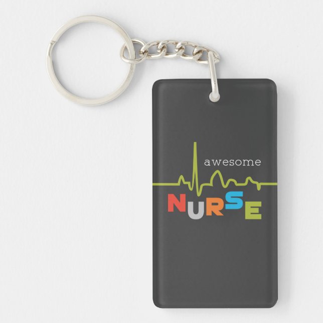 Personalize, Awesome Nurse on Nurses Day Keychain (Front)