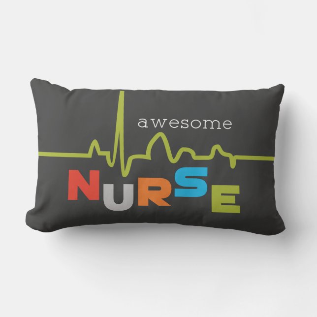 Personalize, Awesome Nurse on Nurses Day Lumbar Pillow (Front)