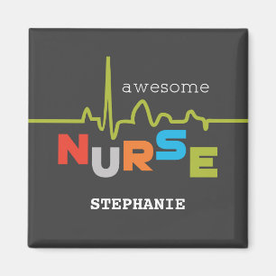Personalize, Awesome Nurse on Nurses Day Magnet