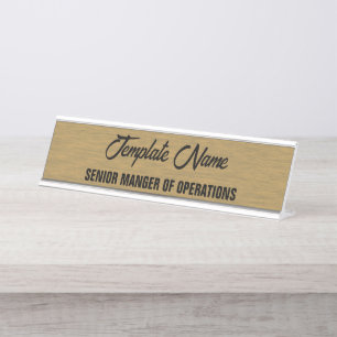 Personalize Aztec Gold Wood Texture Boss Desk Name Plate