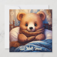 Personalize Baby Bear Sick in Bed Get Well Soon