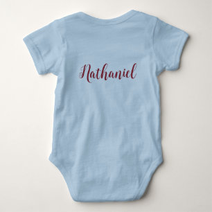 Personalize Baby Boy Decorative Script Lettering Bodysuit