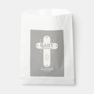 Personalize, Baby Dedication Cream & Grey Cross Favour Bag