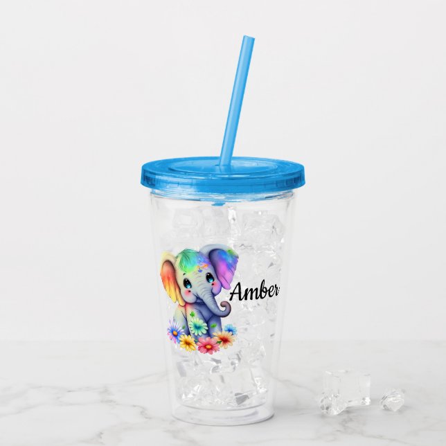 Personalize Baby Elephant  Acrylic Tumbler (Back Ice)