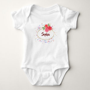 Personalize Baby girl Bodysuits, glitter rose name Bodysuit