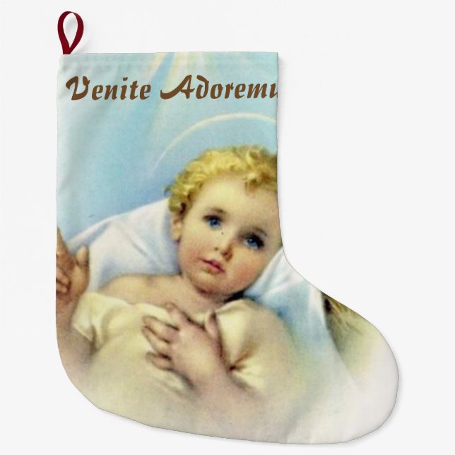 Personalize Baby Jesus Large Christmas Stocking (Front)