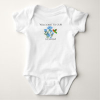 Personalize Baby’s One=Piece Floral Hummingbird