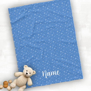 Personalize Baby Winter Snowflakes Blue Fleece Blanket