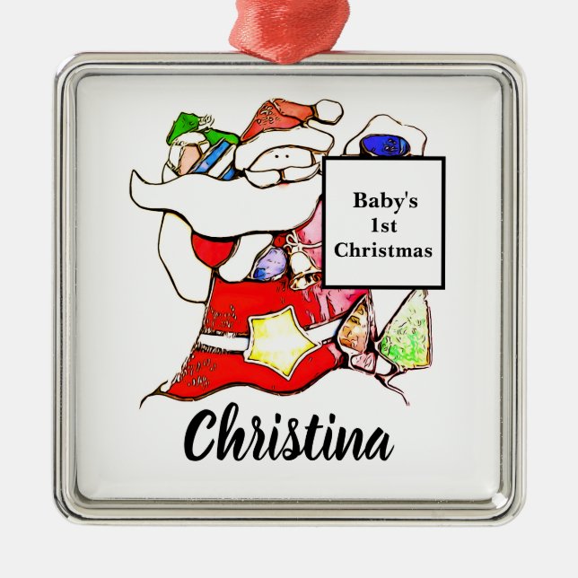 Personalize Baby's 1st Christmas Ceramic Ornament (Front)