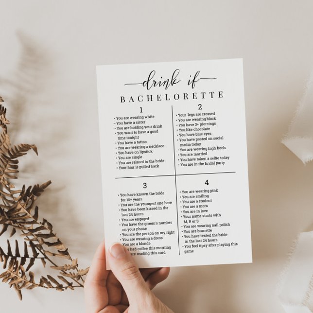 Personalize Bachelorette Party Drink If Game Card  (Creator Uploaded)