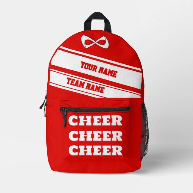 Personalize backpack cheerleading school red white (Front)