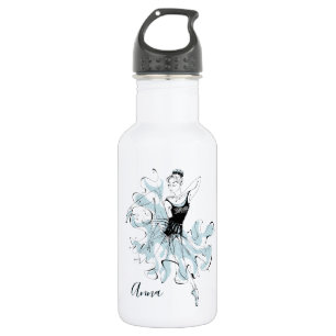 Personalize Ballerina Sketch in Blue 532 Ml Water Bottle