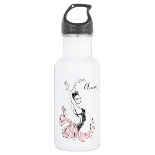 Personalize Ballerina Sketch in Pink 532 Ml Water Bottle