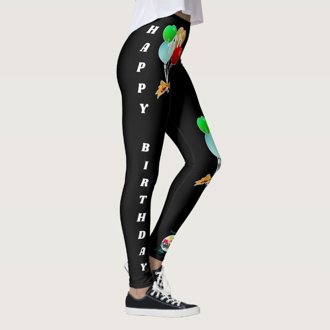 Personalize Balloon Birthday Celebrate Anniversary Leggings (Right)