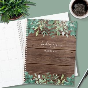 Personalize Barn Wood Eucalyptus Planner