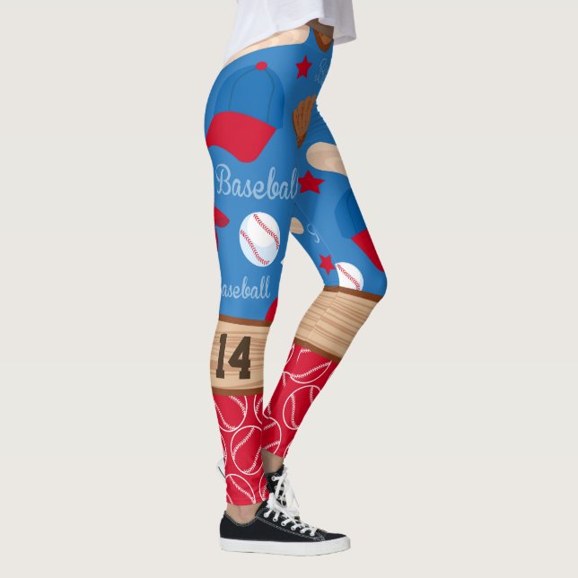 PERSONALIZE BASEBALL NUMBER Sporty Pattern Leggings (Right)