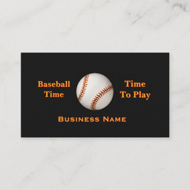 Personalize Baseball Time, Time To Play   Business Card (Front)