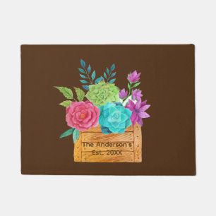 Personalize Basket of Flowers Gift for Them Doormat