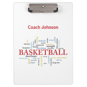 Personalize Basketball Coach Thank You in Words Clipboard