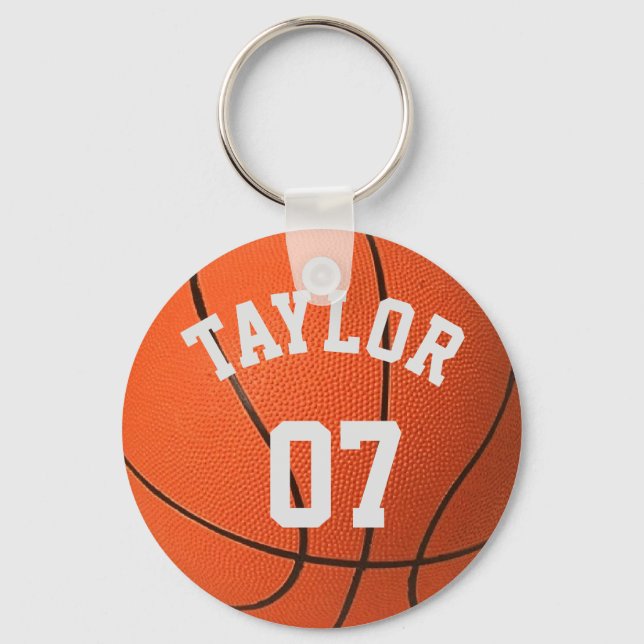 Personalize Basketball player Name and Number Keychain (Front)