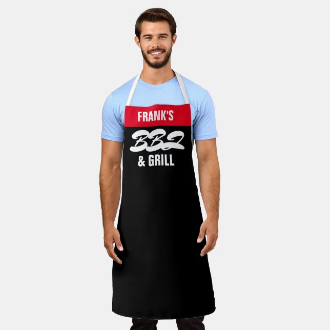 Personalize BBQ & Grill Custom NAME Personal Chef  Apron (Worn)