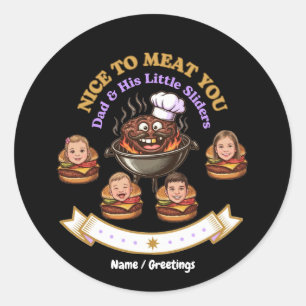 Personalize BBQ Grill Master Gift Nice To Meat You Classic Round Sticker