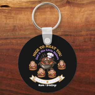 Personalize BBQ Grill Master Gift Nice To Meat You Keychain