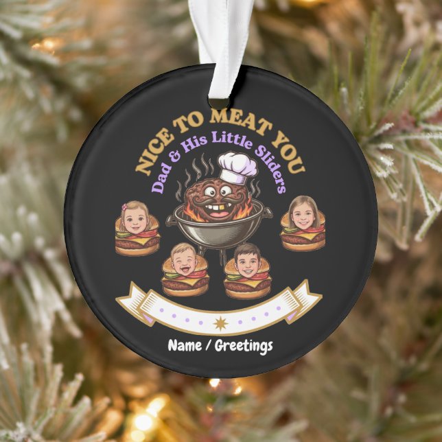 Personalize BBQ Grill Master Gift Nice To Meat You Ornament (Tree)