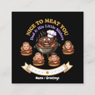 Personalize BBQ Grill Master Gift Nice To Meat You Square Business Card