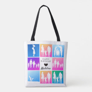 Personalize Bday Gift 8+8 Photo Grid Template Tote Bag