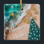 Personalize Beach Christmas Ornament<br><div class="desc">Perfect for a gift or to brighten up your Ocean/Beach Christmas theme. This unique ornament puts a whimsical twist with little Gingerbread Cookies & ornaments washing onto the beach with the tide.</div>