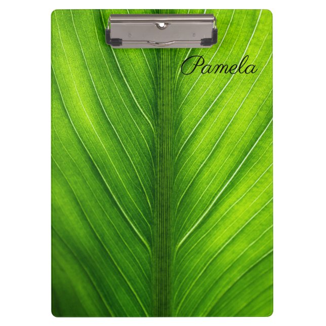 Personalize Beautiful Green Leaf Clipboard (Front)