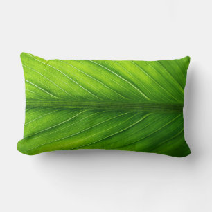 Personalize Beautiful Green Leaf Lumbar Pillow