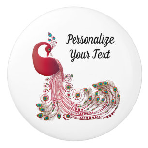 Personalize Beautiful Peacock Decor Ceramic Knob