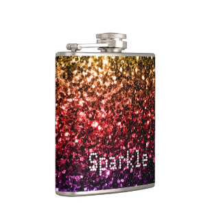 Personalize Beautiful Rainbow sparkles Hip Flask