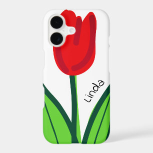 Personalize beautiful red tulip flower drawing