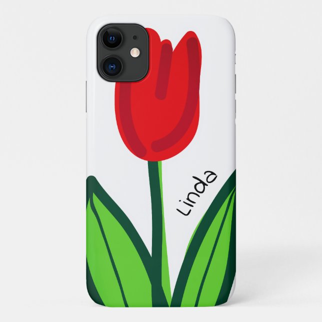 Personalize beautiful red tulip flower drawing Case-Mate iPhone case (Back)