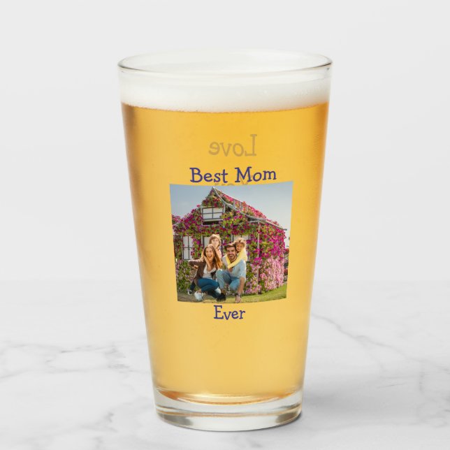 Personalize Best Mom Ever Glass Cup (Front Filled)