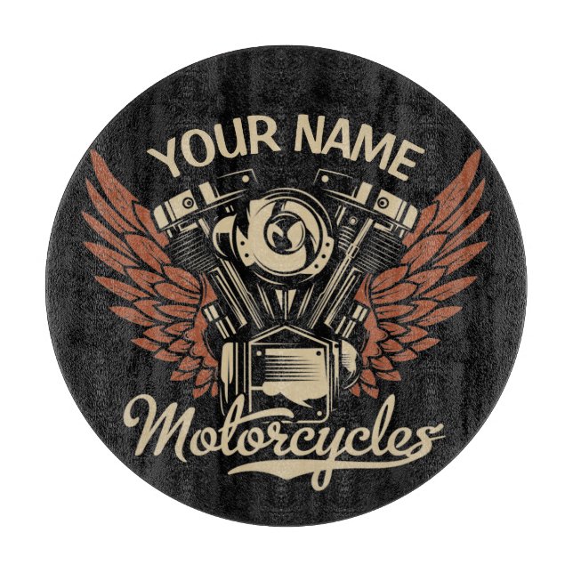  Personalize Biker Motorcycles Motor Wings Garage  Cutting Board (Front)