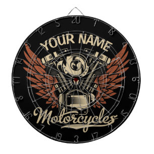 Personalize Biker Motorcycles Motor Wings Garage Dartboard