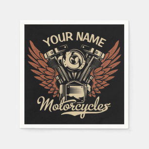  Personalize Biker Motorcycles Motor Wings Garage  Napkin