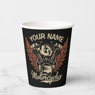 Personalize Biker Motorcycles Motor Wings Garage Paper Cups