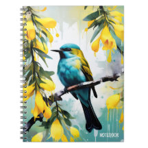 PERSONALIZE: Bird + Yellow Flowers | Notebook