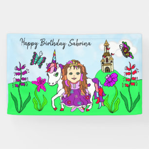 Personalize Birthday Banner Princess and Unicorn